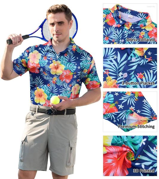 Polos pour hommes d'été T-hirts pour hommes Hawaii 3d imprimé Polo décontracté à manches courtes chemises boutonnées homme lâche haut confortable à la mode unisexe