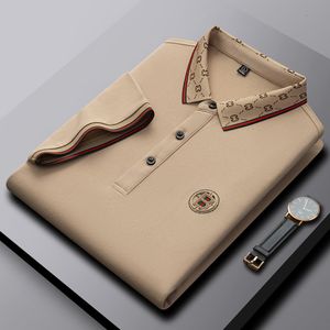 Polos pour hommes été Old Money Ins Polo de golf à manches longues en coton pour hommes décontracté ample brodé revers rayé t-shirt 230720