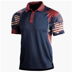 Polos Polos Summer Polo Clothing 3D Prints United States Flag Blouse Fashion Casual Short Short T-shirt surdimensionné à sec rapide