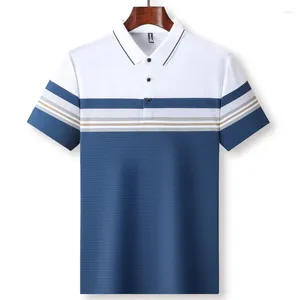 Herenpolo's Zomerpoloshirt Hoge kwaliteit naadloos T-shirt Korte mouw Gestreepte revers Business Casual