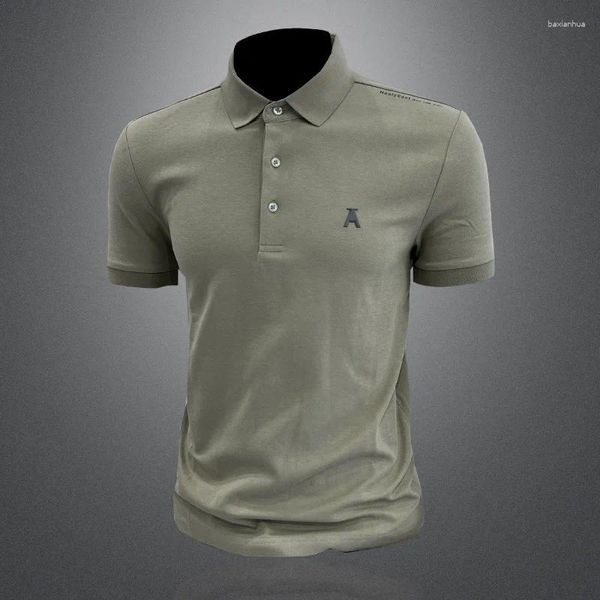 Polos pour hommes Polo d'été Hommes Silicone Lettre Imprimé Casual T-shirt à manches courtes Mode British Tees