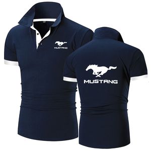 Polos pour hommes Polo d'été Mustang Impression Casual Coton de haute qualité à manches courtes Homme Harajuku Classique Tops T-shirts personnalisés 230503