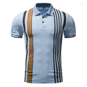 Polos pour hommes Polo d'été Plaid Stripe Business Casual T-shirt Respirant Élastique Top Hommes Vêtements