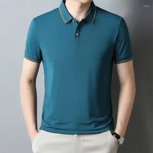 Polos pour hommes Polo Summer Vêtements pour hommes à manches courtes à manches courtes en soie sans trace sans redressement