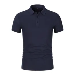 Polos Men's Summer Pure Coton Rafraîchissant et respirant Business Business Casual Round Neck Bouton Bigue