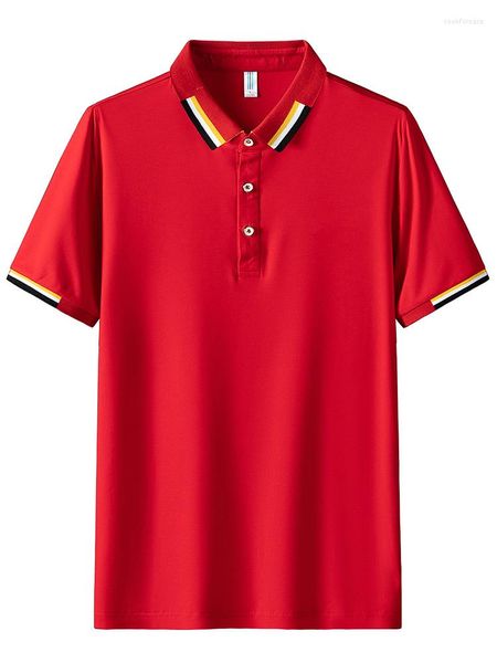 Hommes Polos été rouge Polo hommes 2022 mode respirant rayonne solide classique chemises mâle grande taille hauts t-shirt 6XL 7XL 8XL