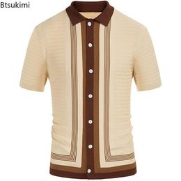 Polos pour hommes été à manches courtes polos tricotés affaires formel bureau luxe Style vêtements mince coton mâle 230510