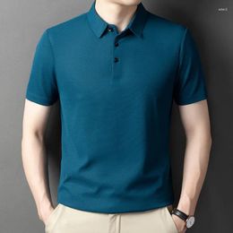 Polos pour hommes Été T-shirt à manches courtes Revers Gaufre Lâche Respirant Mince Pull Polo Mode Casual Bouton Solide Vintage Tops