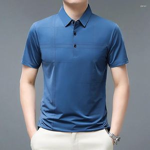 Polos pour hommes T-shirt d'été à manches courtes Polo à revers d'âge moyen Business Casual Loose Plus Size Vêtements