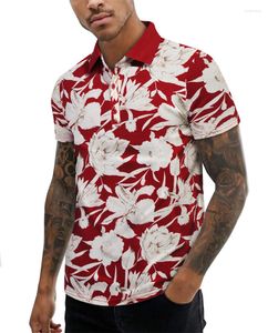 Herenpolo's Zomer Slim Fit Poloshirt met korte mouwen Bloemen 3D-geprint Casual Lichtgewicht T Streetwear Outdoor Ropa Hombre