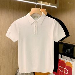 Polo da uomo estate tinta unita casual da uomo maglia polo manica corta camicie da lavoro allentate uomo tutto abbinato top moda maschile G106