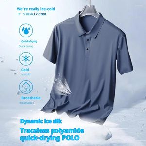 Polos pour hommes Couleur solide en polyamide de glace sans trace Polo Polo