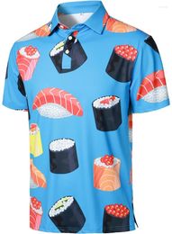 Polos Polos Sushi Burger Food 3D Imprimé pour hommes Polo Tshirt Collière Collière Collier à manches courtes Clothing Clothing Button Shirt