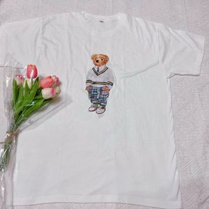 Heren PoloS T-shirt Strandbroek Little Bear Print Patroon Casual Sports Katoen Korte mouw T-shirt