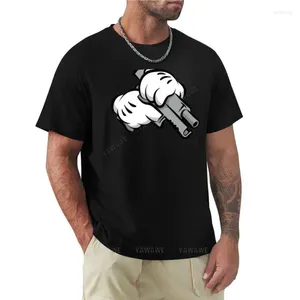 Herenpolo's T-shirt Zwart Man Katoenen Tops Gun Hands Grafische T-shirt Sneldrogende aangepaste t-shirts voor heren