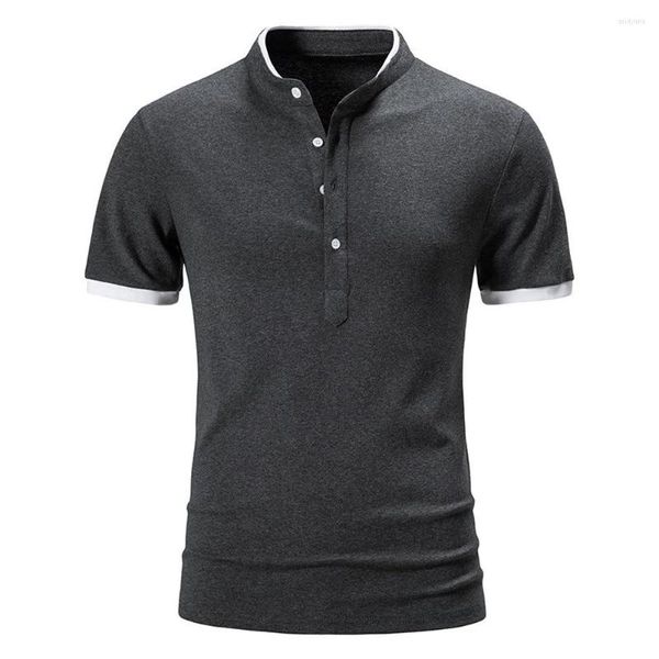 Polos para hombres Camiseta Hombres Moda Ropa de verano para Casual Cuarto Cuello Polo Color Sólido Respirar Ropa de trabajo ligera