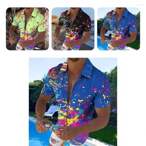 Heren PoloS T-shirt Polyester Man Tops Zipper losse fit Wear-resistente volwassenen Kraag met korte mouwen