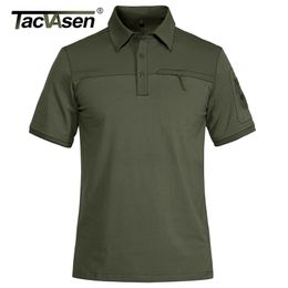 Polos para hombres TACVASEN con 2 bolsillos con cremallera Camiseta Táctica militar para hombres Polos de manga corta Trabajo en equipo informal Tops de golf Ropa de hombre 220906