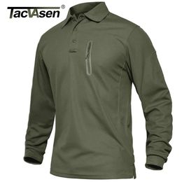 Polos para hombre TACVASEN con bolsillos con cremallera Camisetas de trabajo táctico Camisetas premium de manga larga para hombre Camisetas deportivas de golf informales Tops 231012