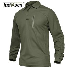 Polos pour hommes TACVASEN Poche à fermeture éclair Chemise de travail tactique Hommes Polos à manches longues Premium Chemises Casual Golf Sports Armée Militaire T-shirts Tops 230308