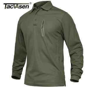 Polo's voor heren TACVASEN Ritszak Tactisch werkshirt Heren Premium shirts met lange mouwen Casual Golf Sport Leger Militaire T-shirts Tops 221128