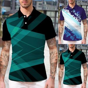 Polos pour hommes Tall Men Shirts Summer Fashion Casual Imprimé Bouton Turndown Col Short Sleeve Shirt Top Mens Loose Fit Running TopsMen's