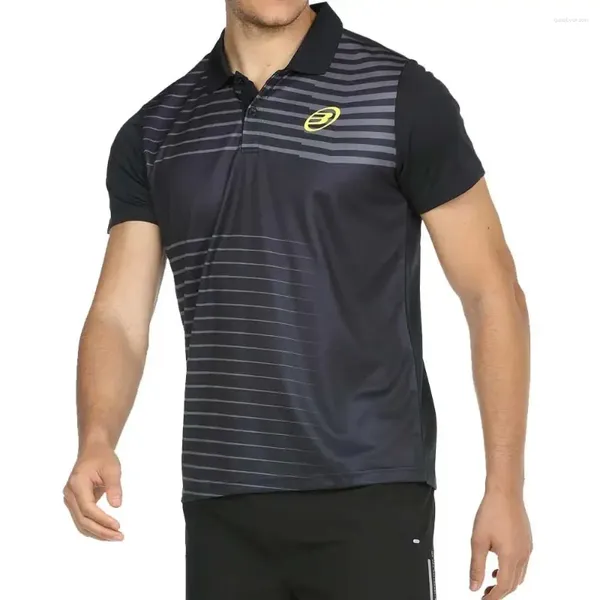 Polos para hombre, Polo de tenis, camiseta de manga corta a rayas, Top transpirable, ropa deportiva con solapa de secado rápido, alta calidad