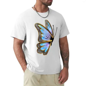 Polos pour hommes Le beau papillon Gold Trim-Mignon Papillons colorés T-shirt T-shirts personnalisés Kawaii Vêtements ajustés pour hommes