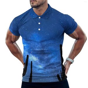 Polos pour hommes le désert la nuit T-Shirts décontractés voie lactée Polo hommes Streetwear été à manches courtes Design hauts grande taille