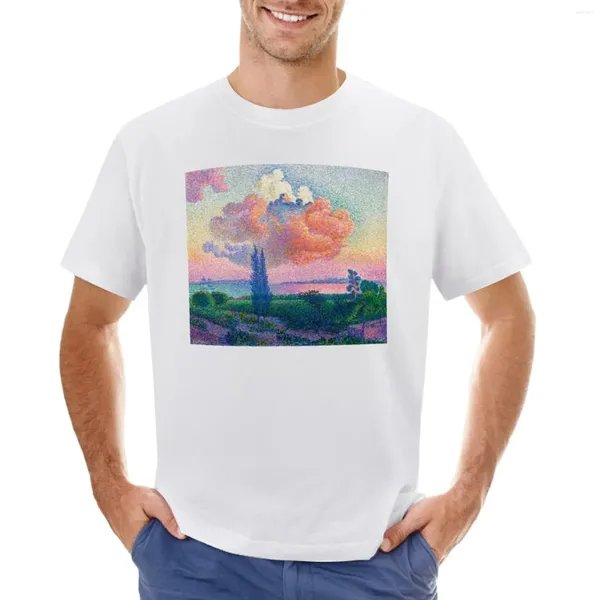 Polos pour hommes Le nuage rose peinture Henri-Edmond Cross avec T-shirt Mode coréenne Vêtements esthétiques T-shirts unis Hommes