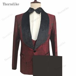 Polos para hombre Thorndike, traje de fiesta de boda para hombre, esmoquin ajustado verde para hombre, trajes formales de trabajo de negocios, conjunto de 3 piezas, chaqueta, pantalones, chaleco 230715