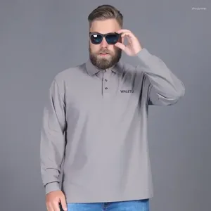 Herenpolo's Top Groot formaat geborduurd T-poloshirt voor heren Oversized kleding Wijde trui Lange mouw Een sociaal hoog merk Casual Volledig