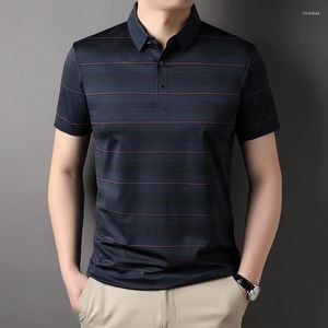 Polos pour hommes haut de gamme marque de mode garçon polos unis pour hommes rayé t-shirt style décontracté à manches courtes vêtements S6040