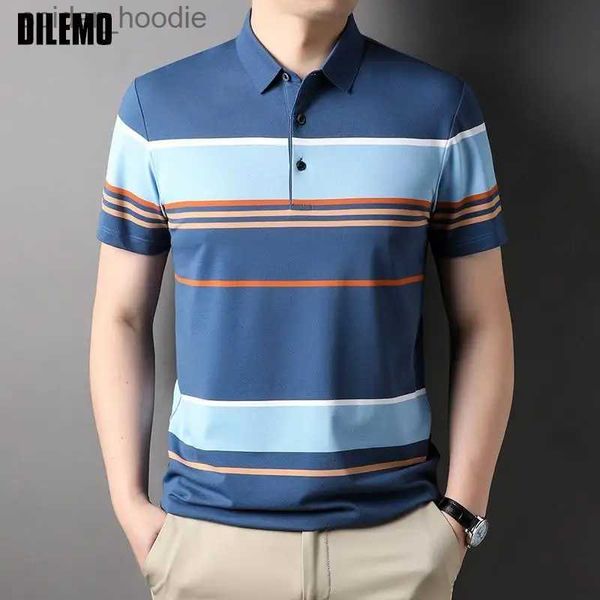 Polos Meno Top Grade Dyard Process Cotton Coton FashiSur Luxury Casual Depripping Shirt for Men Summer Short Tops Clothing Men L231222