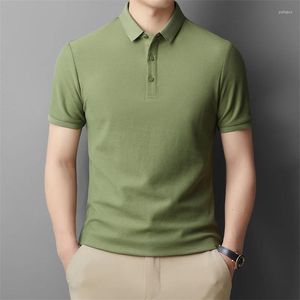 Polos para hombres Top de calidad clásica ropa de color liso verano 2024 camisas de negocios sólidos casuales con manga corta polo de algodón macho