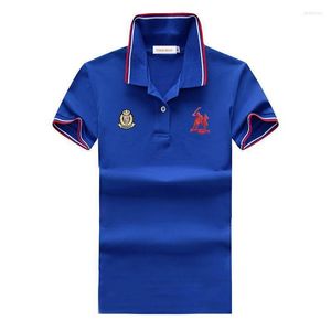 Polo's van heren van topkwaliteit solide kleur paardenlogo heren shirts 95% katoenen korte mouw casual hommes zomer revers reve -mannelijke topsman's mannen's mild