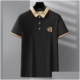 Polos pour hommes Tops de haute qualité Marque T-shirts à manches courtes broderie coton mode hommes vêtements décontractés 220606 livraison directe Appare Dhjjv