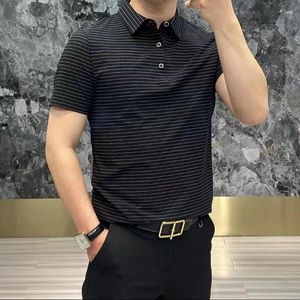 Tops de polos masculins mâle rayé avec collier t-shirt noir t-shirt graphique polo vêtements xl d'été à séchage rapide 5xl
