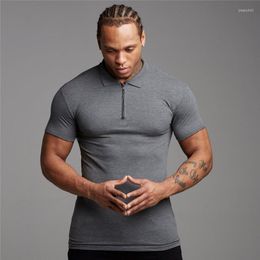 Herenpolo's toqucl sport heren polo katoen plus size zomer fitness zipply homme man man sloar gym spierkleding shirts voor 110 kg