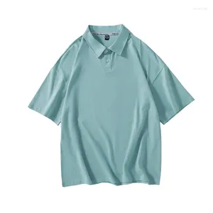 Polos pour hommes tendance Hong Kong Style automne épaule 5/4 manches t-shirts coton revers lâche Polo pour l'été