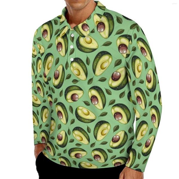 Polos para hombres Trendy Green Aguacate Shirts Male Cute fruta de fruta