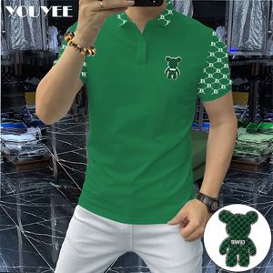 Polos pour hommes Polo à manches courtes pour hommes à la mode Brodé Ours Revers Homme Haut Polyvalent Mode Haute Qualité Vert Homme Tees Vêtements 4XL 230712