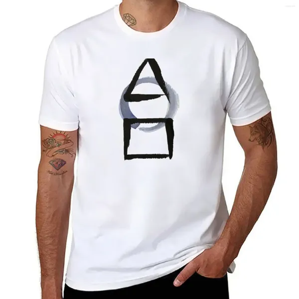 Polos para hombre, camiseta Enso con caligrafía cuadrada, círculo triangular, estampado de animales, camisetas de gran tamaño negras para niños