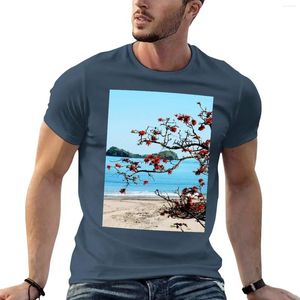 Polos para hombres playa tropical de Madagascar con camiseta de árbol floreciente fanáticos deportivos de ropa hippie