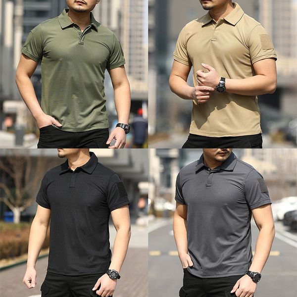 Polos pour hommes Tshirt Tactique Manches courtes Fans Tees Tunique Extérieure Séchage rapide Été Hommes Lâche Mouvement Bouton Cravate Sark 230311