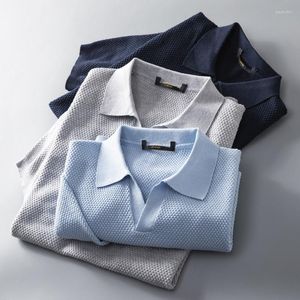 Herenpolo's V-gebreid poloshirt met korte mouwen Zomermode Casual halve shirts