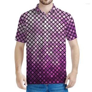 Polo's Vintage kleurrijke Disco Lights Graphic Polo Shirts Men 3D Gedrukte T-Shirt Summer Street Korte mouwen Y2K TOPS Loose T-shirt