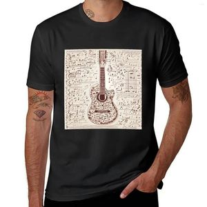 Polos masculins guitare vintage en symboles musicaux - T-shirt poids lourds Funnys t-shirts graphiques pour hommes à séchage rapide