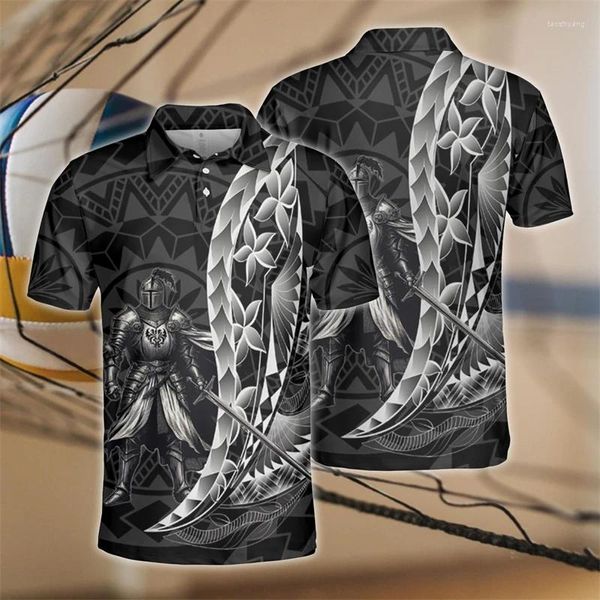 Polos para hombres Vintage Medieval Knight Armor 3D Camisetas impresas para hombres Camiseta de manga corta de la moda