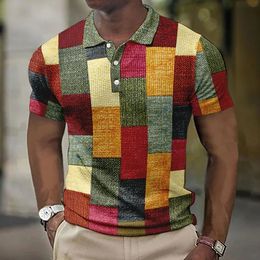 Polo's vintage herenpolo -shirt 3d bedrukte shirts Casual korte mouwen blouse zomerkleding met korte mouwen oversized T -stukjes ademende poloshirt 230524